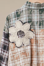 Vintage Patchwork Plaid Flower Shirt Jacket