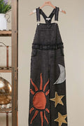 Moon & Star Patchwork Denim Overalls