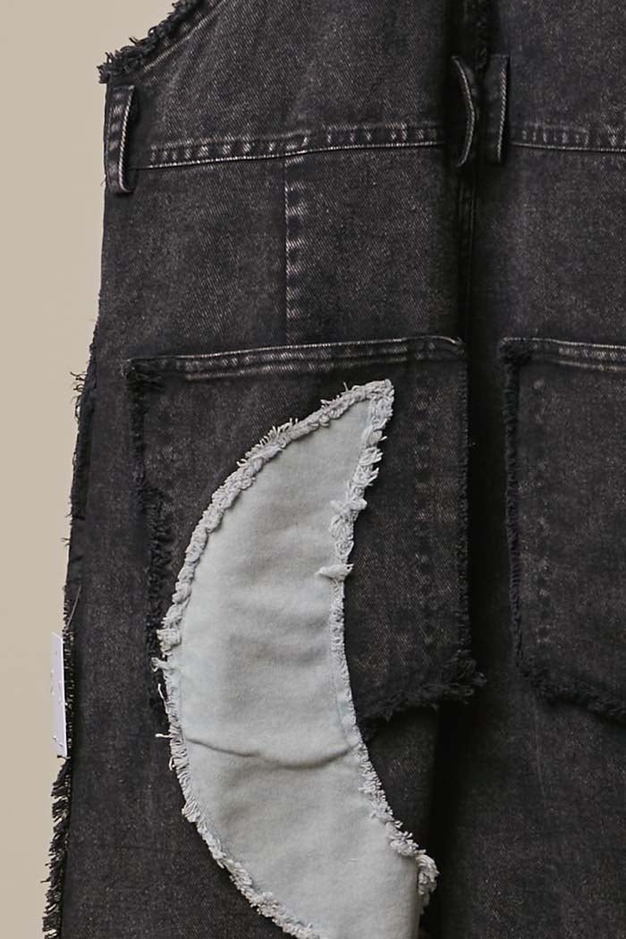Moon & Star Patchwork Denim Overalls