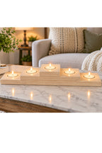 Five Tea-Light Wooden Candle Holder