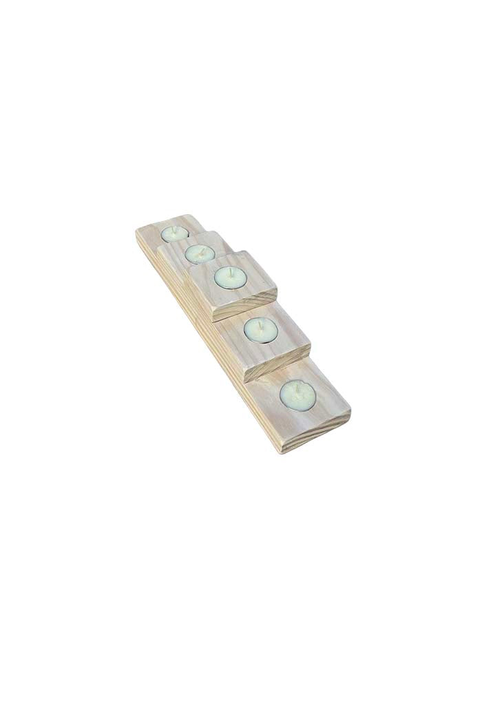Five Tea-Light Wooden Candle Holder