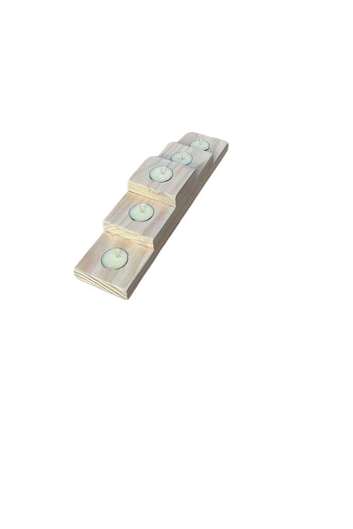 Five Tea-Light Wooden Candle Holder