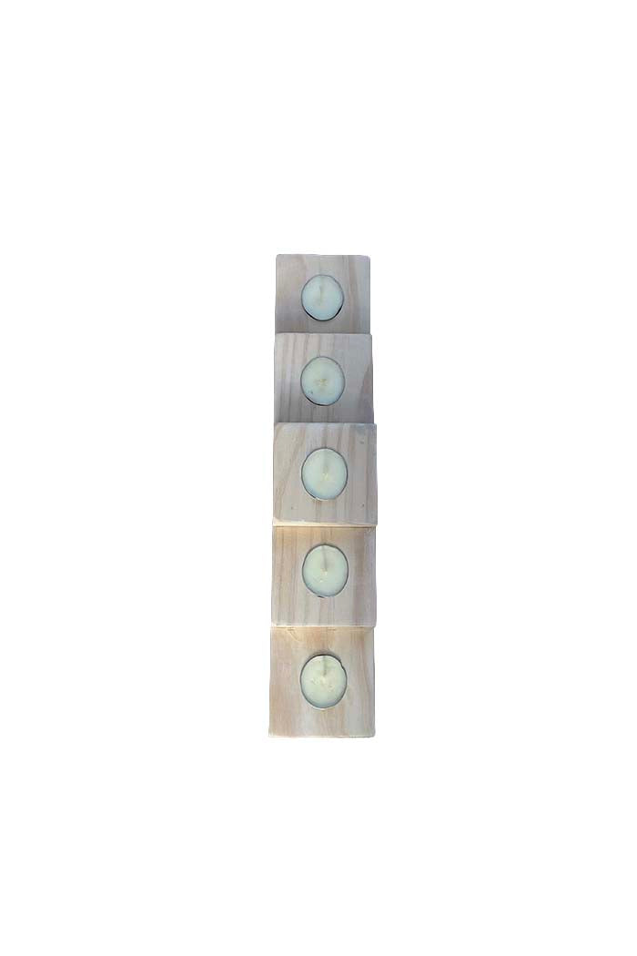 Five Tea-Light Wooden Candle Holder