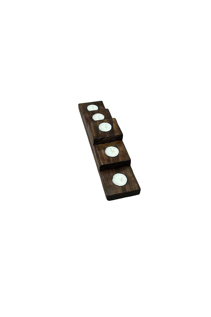 Five Tea-Light Wooden Candle Holder