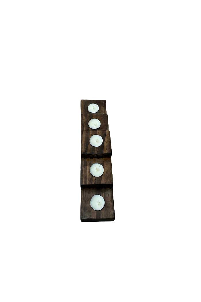 Five Tea-Light Wooden Candle Holder