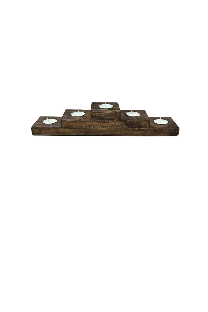 Five Tea-Light Wooden Candle Holder