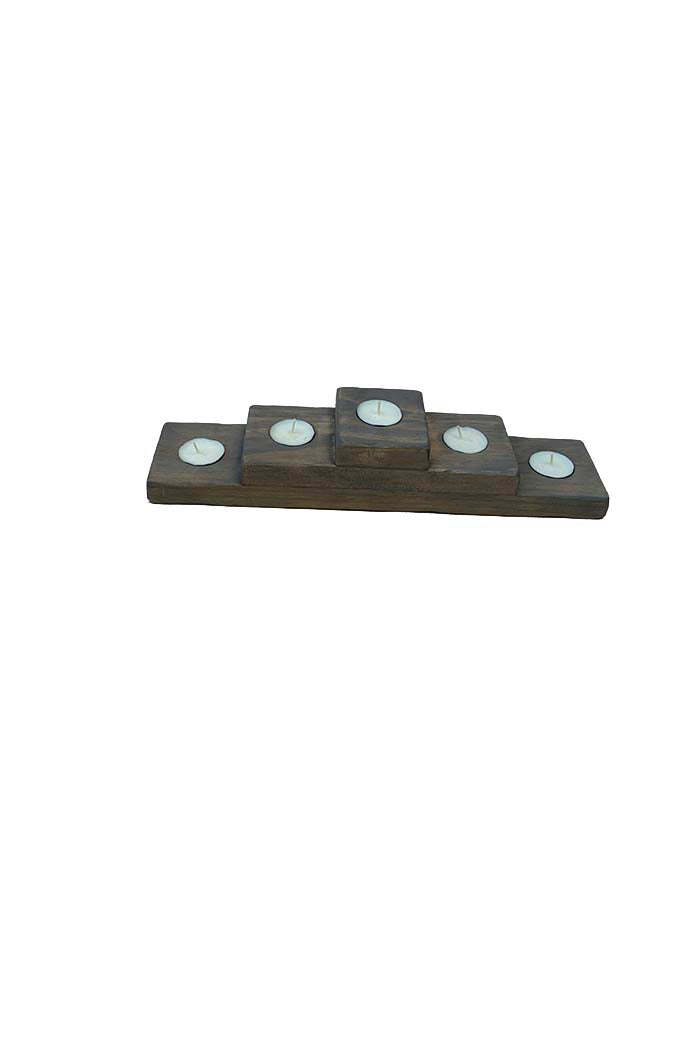 Five Tea-Light Wooden Candle Holder