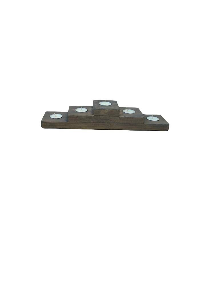 Five Tea-Light Wooden Candle Holder