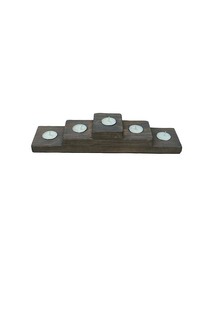 Five Tea-Light Wooden Candle Holder