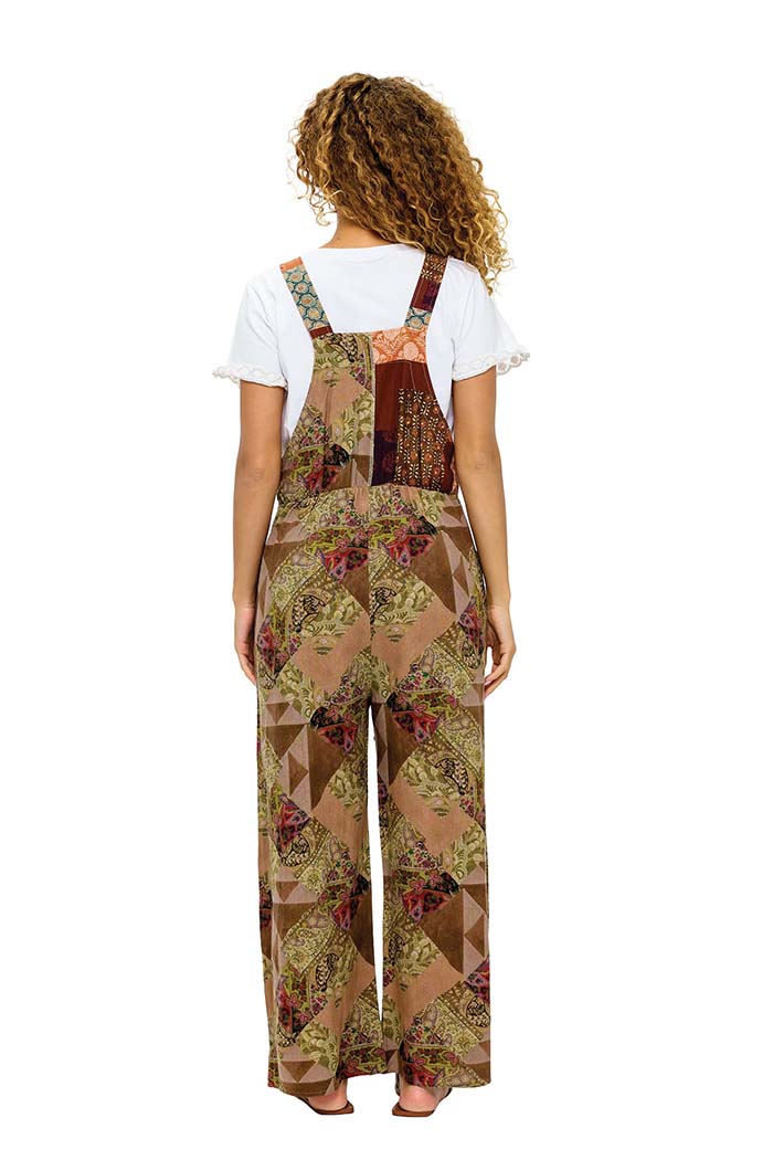 Bohemian Patchwork Wide-Leg Overalls