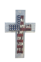 Handmade Rustic American Flag Wooden Wall Cross