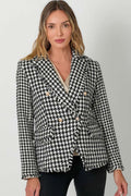Houndstooth Fray Detail Blazer