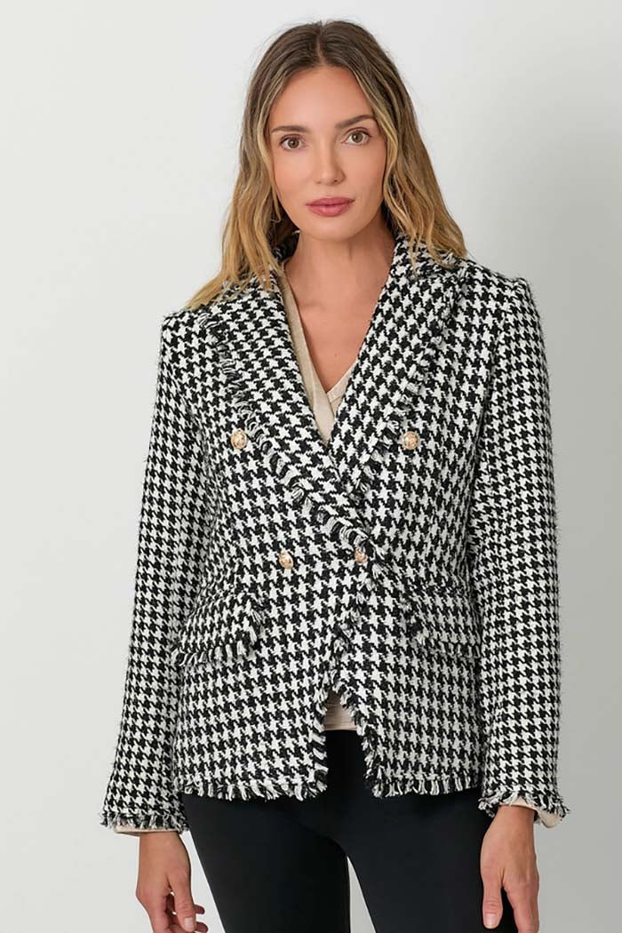 Houndstooth Fray Detail Blazer