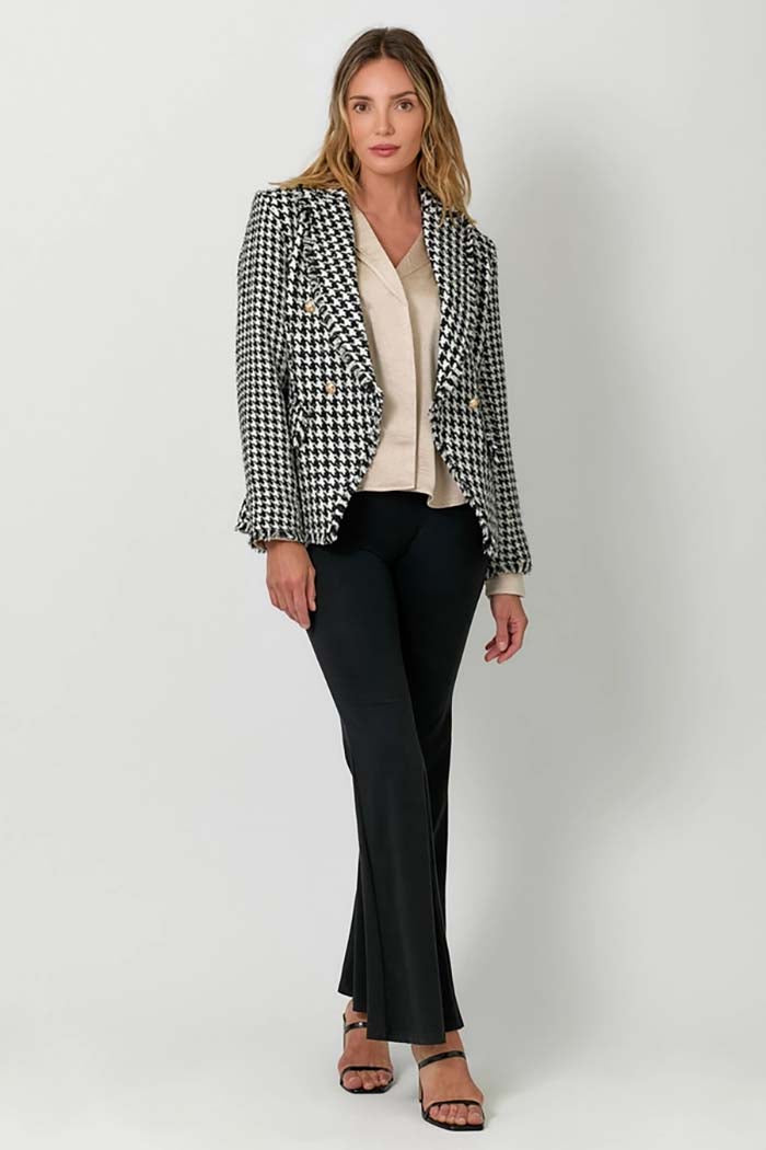 Houndstooth Fray Detail Blazer