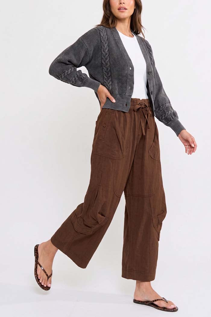 Wide-Leg Cargo Pants with Utility Pockets