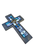 Wooden Wall Cross with Turquoise Accents