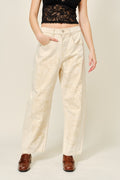 Floral Embroidered Barrel Pants