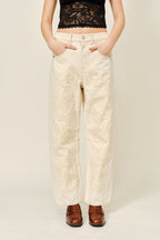 Floral Embroidered Barrel Pants