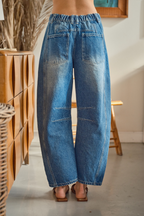 Floral Embroidered Barrel Pants