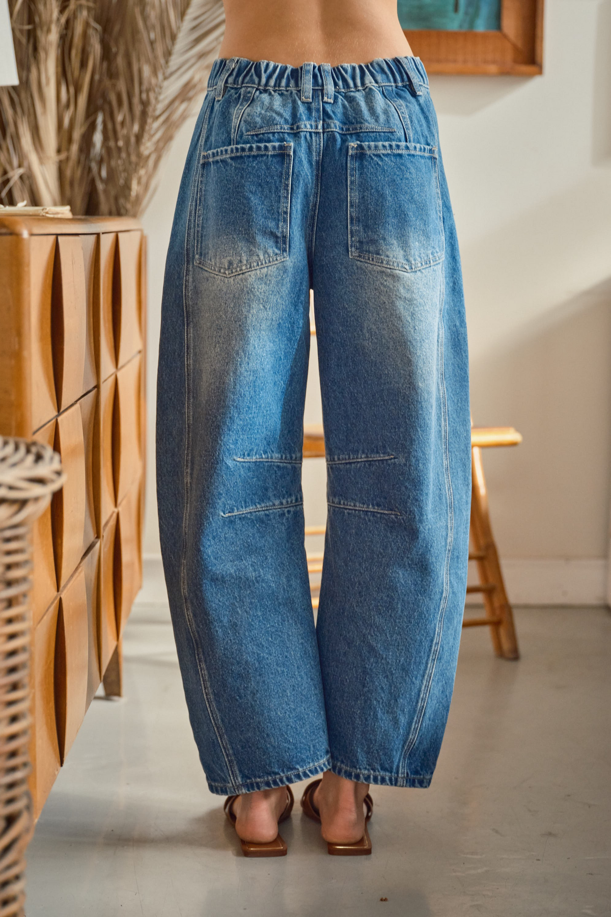 Floral Embroidered Barrel Pants