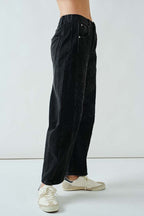 Floral Embroidered Barrel Pants