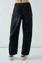 Floral Embroidered Barrel Pants