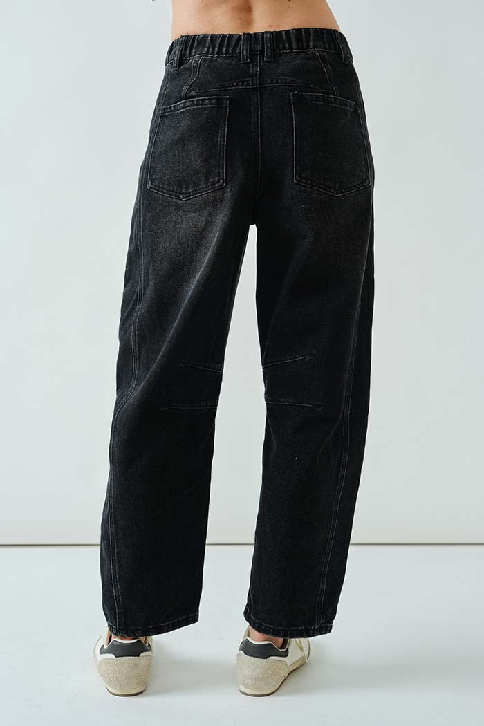 Floral Embroidered Barrel Pants