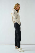 Floral Embroidered Barrel Pants