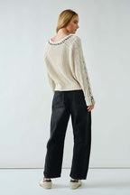 Floral Embroidered Barrel Pants