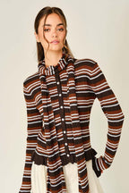 Striped Wool Blend Cardigan