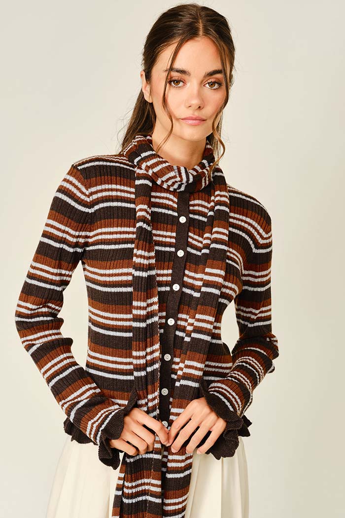 Striped Wool Blend Cardigan