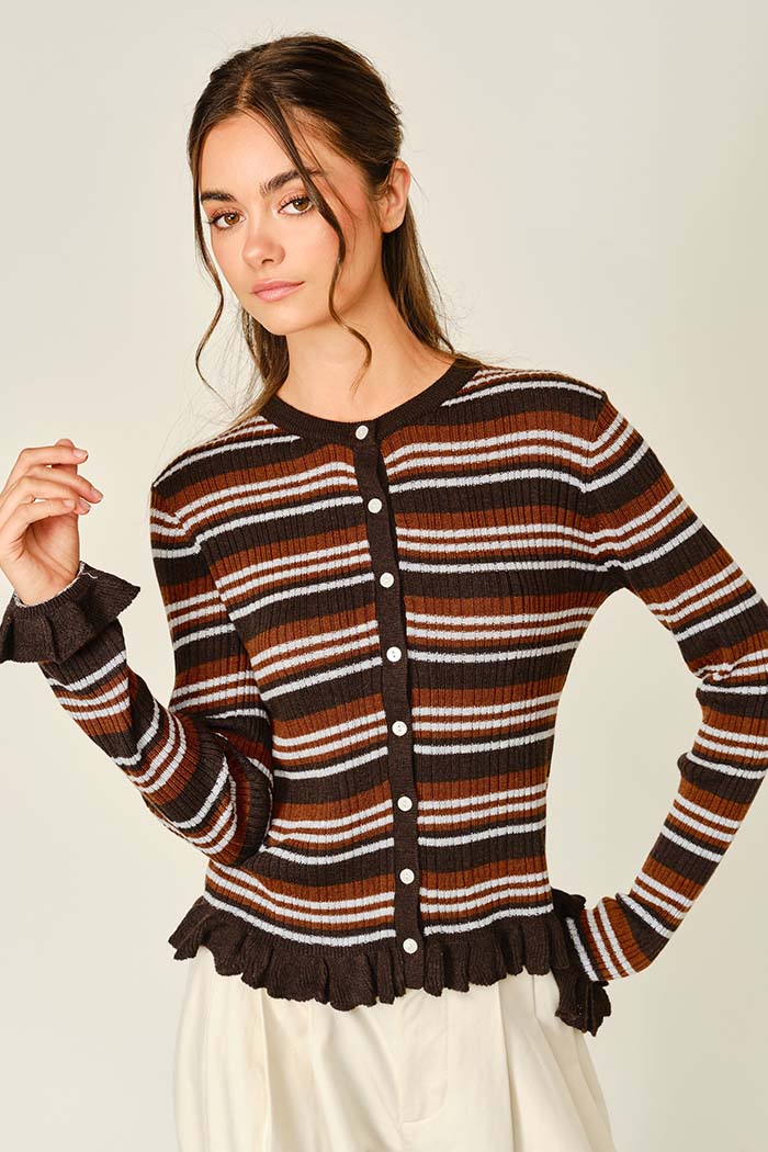 Striped Wool Blend Cardigan