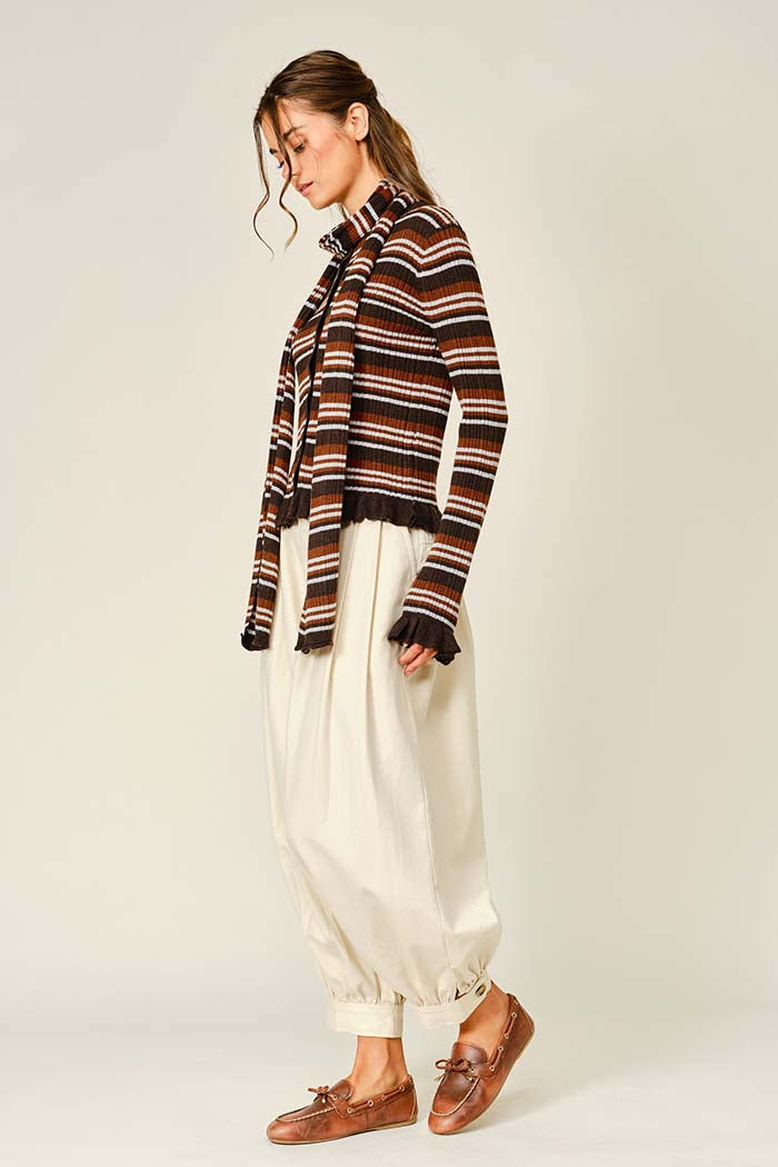 Striped Wool Blend Cardigan