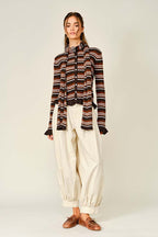 Striped Wool Blend Cardigan