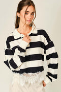 Polo Top with Lace Trim