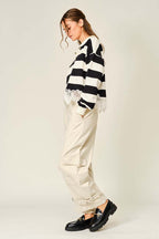 Polo Top with Lace Trim