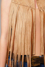Faux Suede Fringe Western Vest