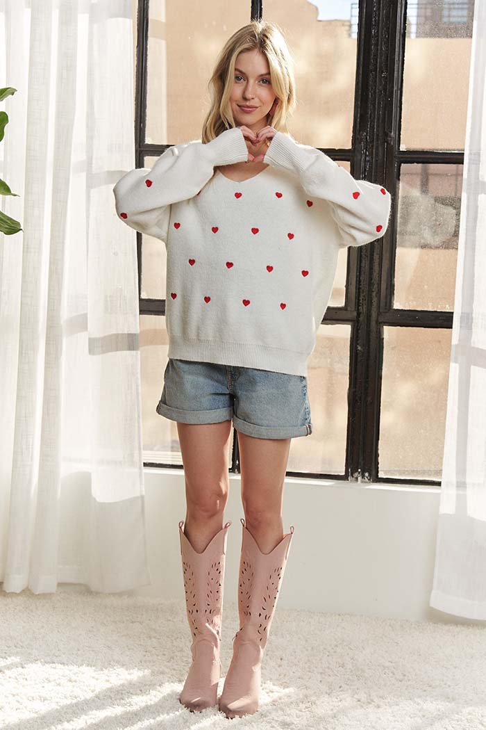 Lovely Heart Sweater Top