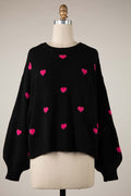 Heart Pattern Oversized Sweater