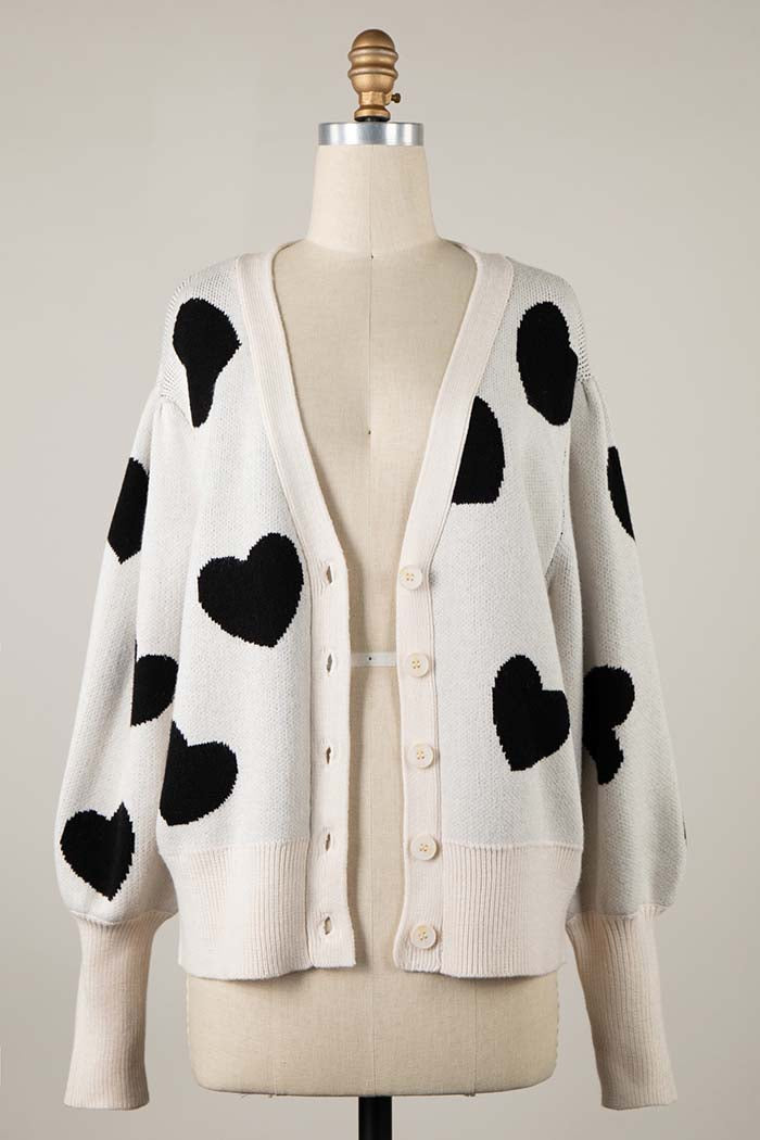 Scattered Heart Button Down Cardigan