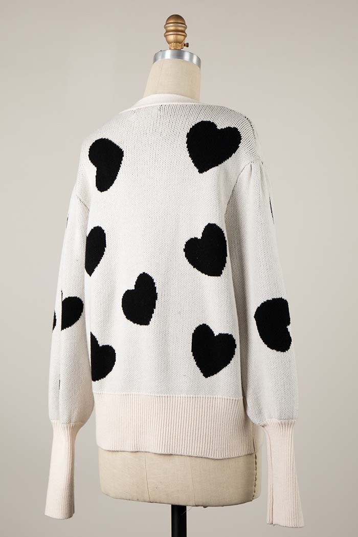 Scattered Heart Button Down Cardigan