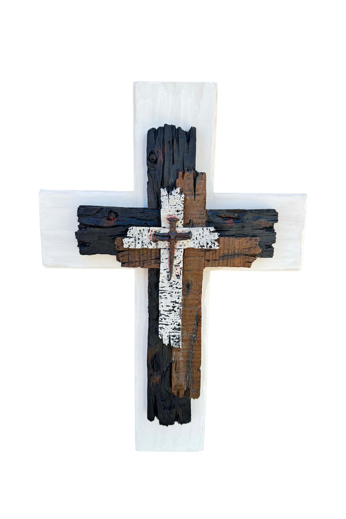 Layered Rustic Wooden Wall Cross
