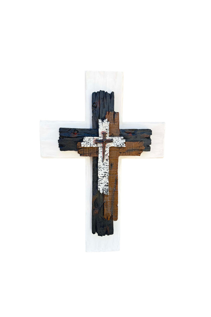 Layered Rustic Wooden Wall Cross