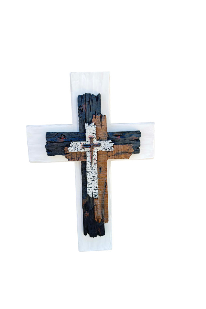 Layered Rustic Wooden Wall Cross