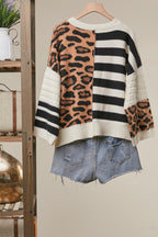 Bold Stripe and Leopard Cardigan