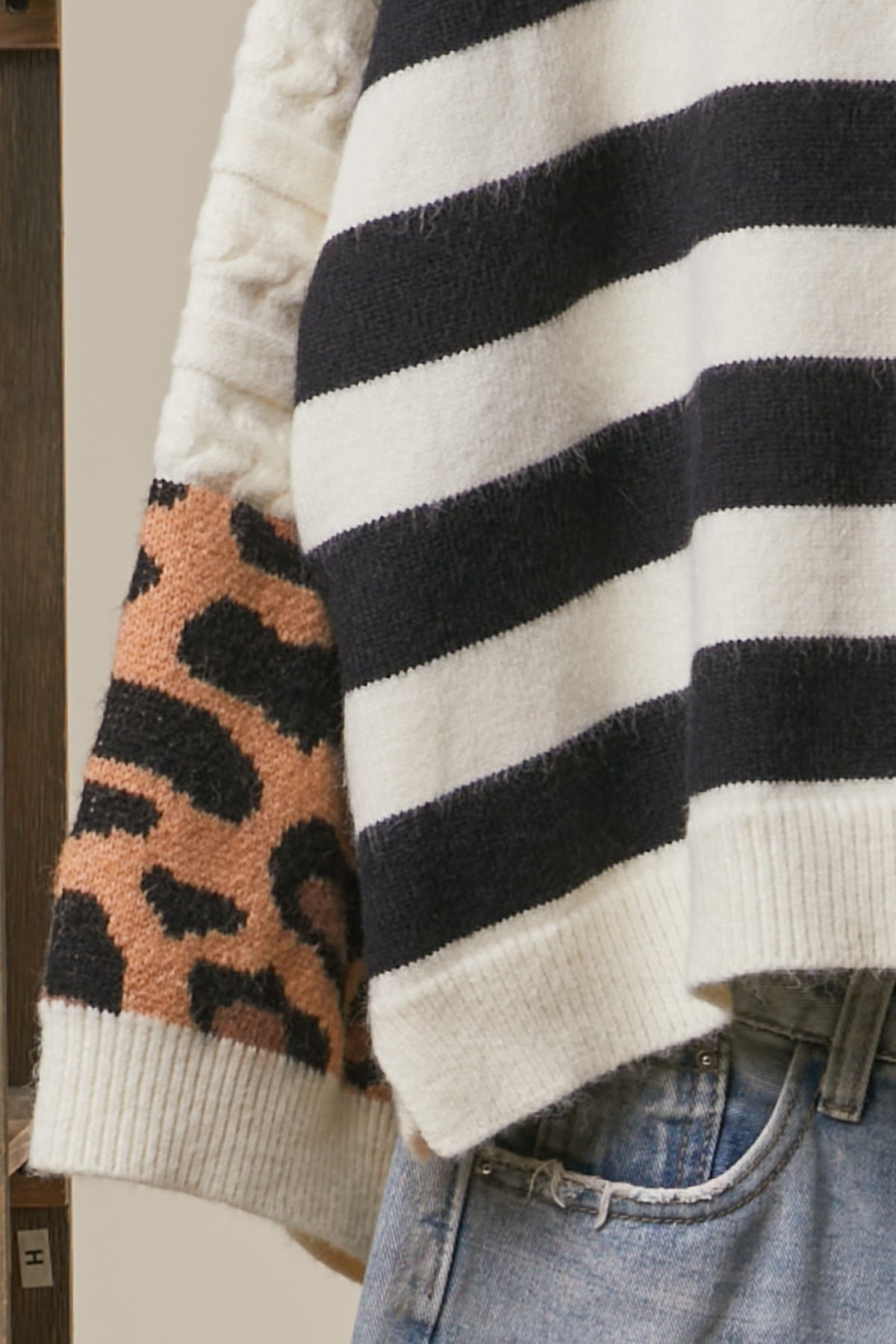Bold Stripe and Leopard Cardigan