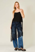 Lace Layered Asymmetric Skirt Top