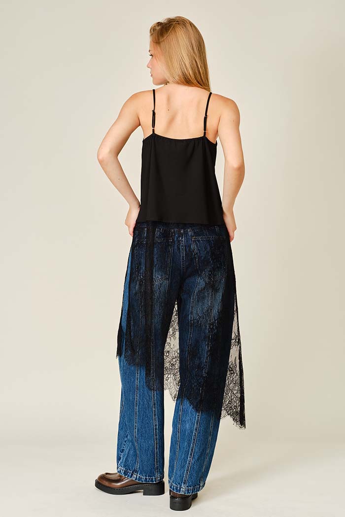 Lace Layered Asymmetric Skirt Top