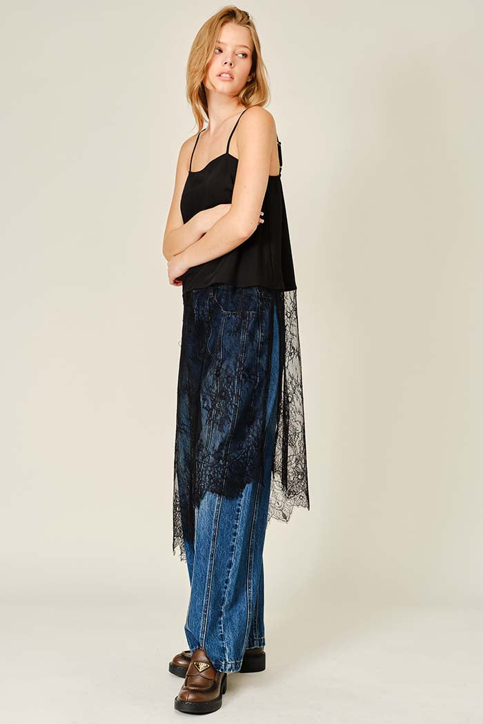 Lace Layered Asymmetric Skirt Top