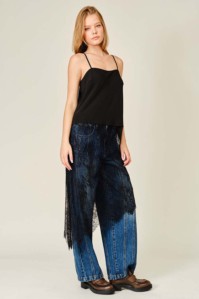 Lace Layered Asymmetric Skirt Top